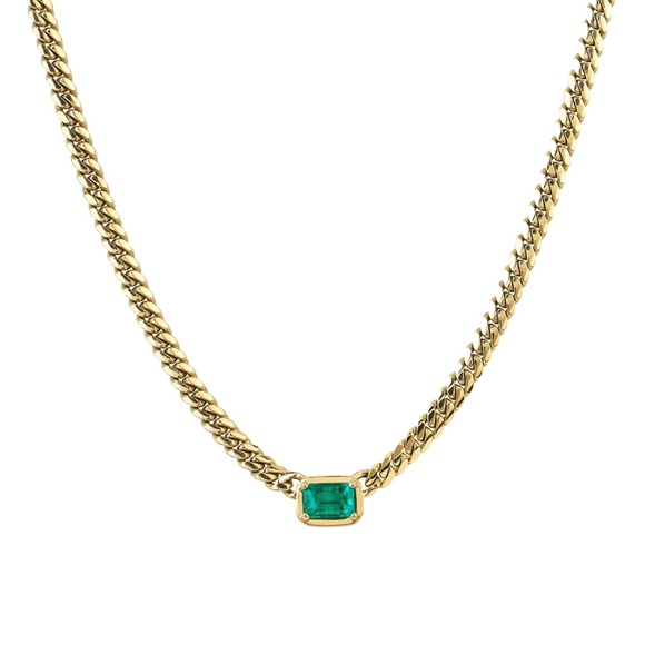 Queen Emerald Cut Emerald Cuban Choker - Picture 1 of 6